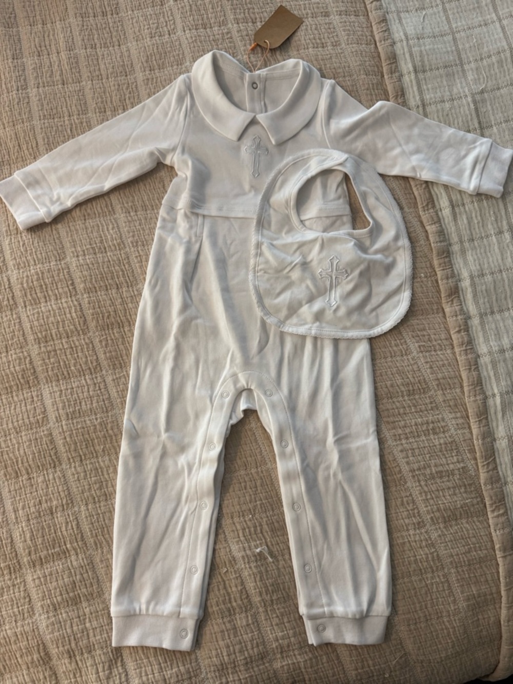 Baby Baptism Romper with Bib (12-18 months)